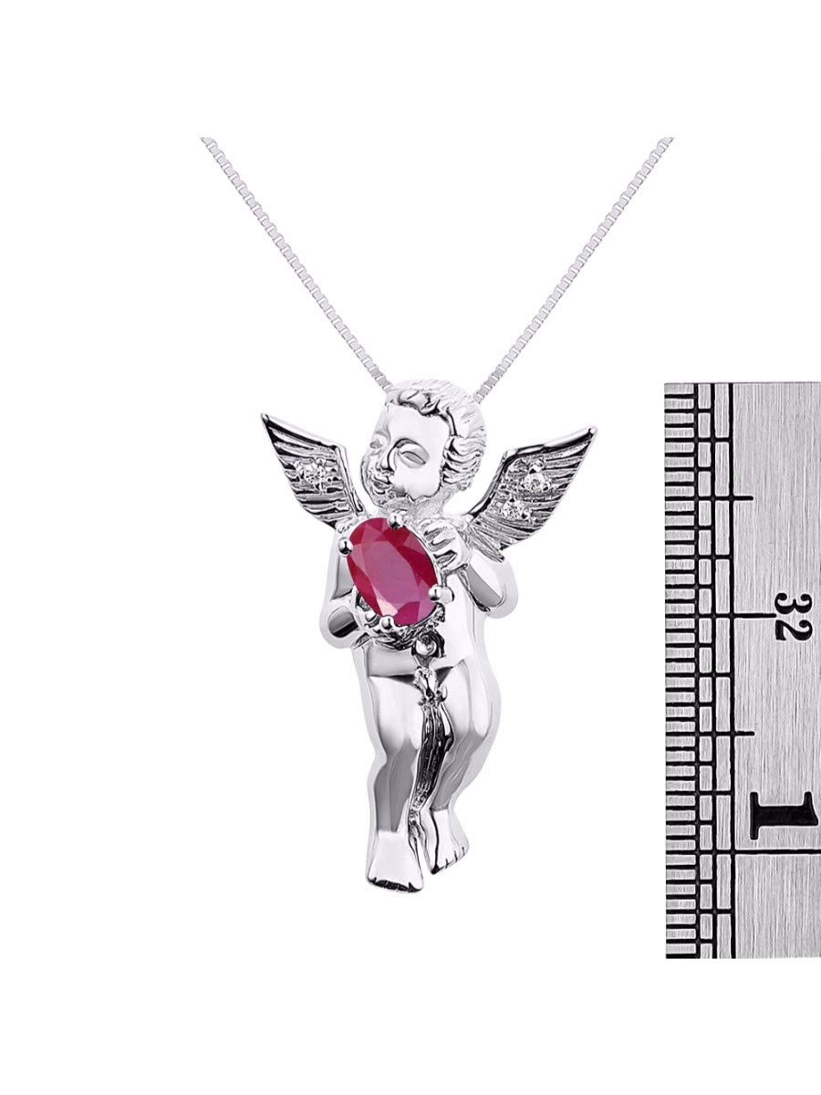 Rylos Necklaces for Women Silver 925 Guardian Angel Pendant with Gemstone & Genuine Diamonds 18