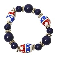 Linpeng Fiona Hand Painted Democratic Glass Beads Stretch Bracelet_BR-2059