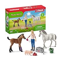 Schleich Farm World 9pc. Vet Visit Playset with Piglet, Mare, and Foal Horse Figurines - Detailed and Durable Farm Animal Toy Set, Fun and Educational Play for Boys and Girls, Gift for Kids Ages 3+
