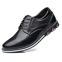 Mens Casual Walking Leather Sneakers Comfort Oxfords Lace Up Fashion Moccasin Shoes