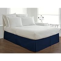 100% Egyptian Cotton Box Pleated BedSkirt 800 Thread Count Solid Pattern 8 Inch Drop Long Staple Durable Comfortable (Queen: Navy Blue)