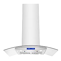 Island Range Hood 36 inch 700 CFM Ceiling Mount Kitchen Stove Hood Ducted with Tempered Glass 4 LED Lights Touch Control 3 Speed Fan Permanent Filters