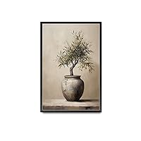 YX Tide Poster Wall Art Picture Olive Tree in Antique Vase Painting Still Life Poster Modern Art Decoration for Living Room Bedroom and Office 16x24inch Metal Frame