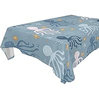Octopus Tablecloth Rectangle 60 x 120 Inch - Waterproof Table Cloth Wrinkle Resistant Washable Fabric Table Cloth for Party and Outdoor
