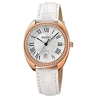 Women's Wristwatch, Fashionable, Leather Strap, Casual, Business, Simple, Lightweight, Waterproof, Cute, Brand, Analog, High School Students, Gift, Black Watch for Women, L2183 White