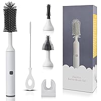 Electric Cleaning Brush with Electric Bottle Cleaner Set and Straw Brush,Suitable for Kitchen Brush and Baby Bottle Brush, Replaceable Brush Heads
