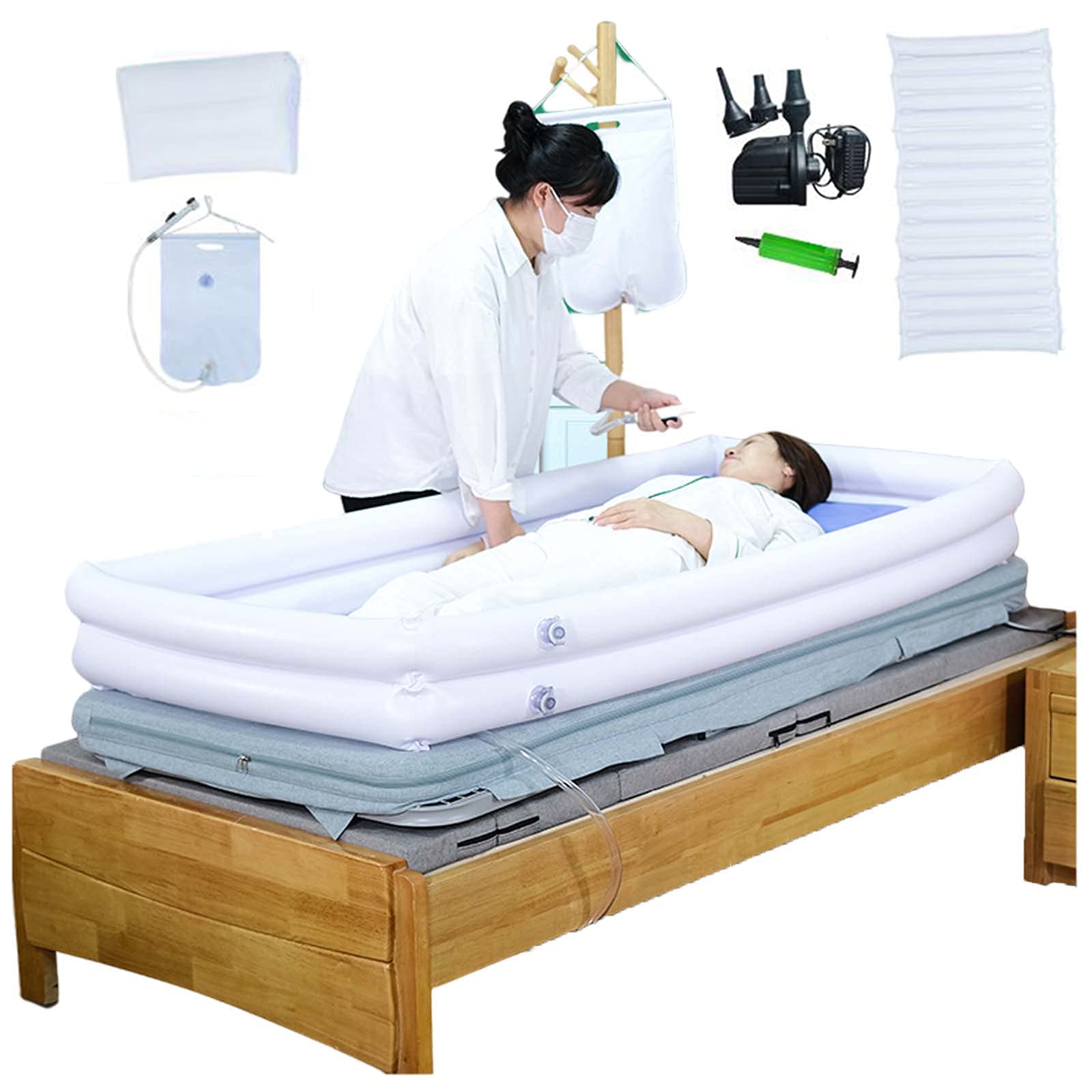 PAYRFV Inflatable Bathtub, Adult PVC Bathtub, Inflatable Bedside Shower Kit with Electric Air Pump and Water Bag, Wash Fullbody in Bed, Portable Bathtub for The Pregnant, Elderly, Disabled
