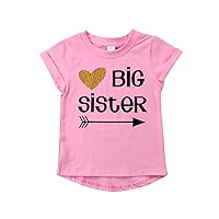 Big Sister & Little Sister Clothing Family Matching Girls Fitted T-Shirt & Toddler Baby Girls Bodysuit Set