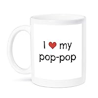 3dRose I Love Pop Mug, 15 oz, White