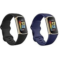 Maledan Compatible with Fitbit Charge 5 Bands/Fitbit Charge 6 Bands, 4 Pack Waterproof Sport Replacement Bands for Fitbit Charge 6/Charge 5 Fitness Tracker, Small Black/Blue