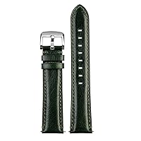 Watchband Accessories 20mm 22mm Leather Watch Strap for Man Woman Bracelet Vintage Watch Band (Color : Dark Green Silver, Size : 22mm)