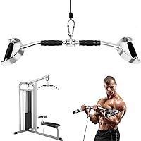 Yes4All Wide Grip Curl LAT Pull Down Bar Attachments Rubber Handgrips/Curl Bar/Press Down for Cable Pulley System Machine