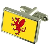 Somerset County England Sterling Silver Flag Cufflinks Engraved Box