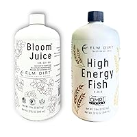 Elm Dirt Bloom Juice Organic & Fish Emulsion Fertilizer for All Plants - Bloom Booster Fertilizer | High Energy Fish Fertilizer for Plants | Increase Biological Activity & Improve Nutrients,2 Bottles
