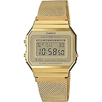 Casio Standard A700WMG-9A Wristwatch, Men's, Women's, Kids, Children, Boys, Girls, Chippukashi, Digital, Date, Gold, Mesh, Overseas Model, Bracelet Type