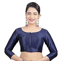 indian ready to wear sari choli blouse 3/4 sleeve banglory silk palin stitched saree choli blouse for women readymade