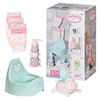 706602 Set-to Fit Dolls up to 43cm-Includes Potty, Three Nappies, Tissue Dispenser and Pretend Soap Pump-Suitable for Children Aged 3+ years-706602,Blue,Small