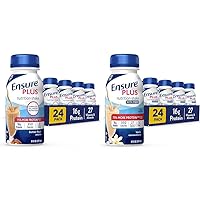 Ensure Plus Nutrition Shake with 16 grams of protein & Ensure Plus Liquid Nutrition Shake with Fiber, 16 Grams of Protein, Vanilla, 8 Fl Oz Bottle (Pack of 24)
