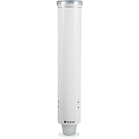 San Jamar Small Pull-Type Cup Dispenser Fits 3-4.5 Oz Cone Cups, 3-5 Oz Flat Cups with Flip Caps for Restaurants, Dining Halls, and Fast Food, Plastic, 16 Inches, White