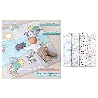 aden + anais Baby Bonding Playmat and Harry Potter Swaddle Blanket 4 Pack Gift Set Bundle