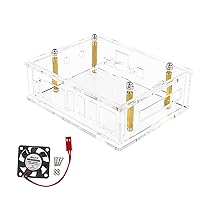 Clear Transparent Acrylic Enclosure Box Protective Shell Cover + Cooling Fan for Orange Pi 5 Plus Accessories