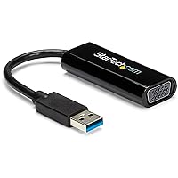StarTech.com USB 3.0 to VGA Adapter - Slim Design - 1920x1200 - External Video & Graphics Card - Multi-Monitor Display Adapter - Supports Windows (USB32VGAES)