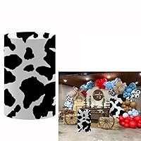 Farm Cow Pattern Cylinder Plinth Covers for Parties Decorations Black and White Cows Skin Pedestal Cover Baby Shower Birthday Party Cake Tablecloth