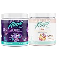 Cosmic Stardust Pre Workout and BCAA Sour Peach Rings Post Workout Powder Bundle | L-Theanine, Beta-Alanine, Citrulline | Branch Chain Essential Amino Acids | 30 Servings per Container
