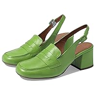 Women Slingback Loafers Chunky Heel Square Toe Dress Shoes Slingback 2 inch Mid Block Heel Penny Loafers Slingback Pumps Sandals Buckle Strap Dressy Office Casual Retro Matte 4-11 M US