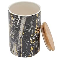 Large Marble Design Kitchen Canister (Black/Gold), By Home Basics | Modern Canister Sets For Kitchen Counter | With Bamboo Lid | Perfect For Storing Dry Food, Snacks, and More