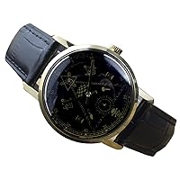 Pobeda Mason Watch Mens Wrist Watch Soviet Watch Custom Masonic USSR Rare Gift (Classic Black Strap)