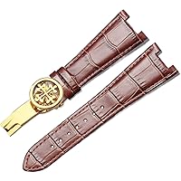 Genuine Leather Watch Strap For Patek Philippe 5711 5712G Waterproof Sweat-Proof Concave Folding Buckle Watchband 25mm Wristband