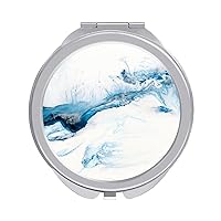 Watercolor Marble Compact Mirror for Purse Round Portable Pocket Makeup Mirrors for Home Office Travel