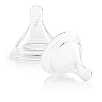 Joovy Boob Nipples with Elongated Shape to Mimic Mom and Available in 5 Flows Including X-Cut Extra Fast Flow for Thicker Foods - Compatible with Joovy Boob Bottle Line (Clear, Stage 0, 2 Count)