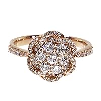 14k Rose Gold Diamond Flower Cluster Ring