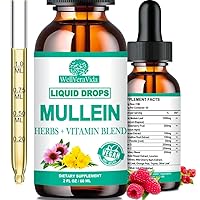 Mullein Drops for Lungs, Organic Mullein Leaf Extract w/Elderberry Echinacea Drops for Lung Health Mullein Leaf Tincture Alcohol Free - Lung Detox for Smoker Sinus Immunity & Respiratory Support