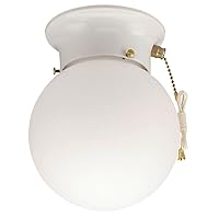 Westinghouse 66680 One-Light Flush-Mount, 1 Count (Pack of 1), White with Pull Chain