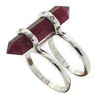 Genuine Indian Ruby Ring for Men 925 Silver Bullet Shape Healing Pointed Size 5,6,7,8,9,10,11,12