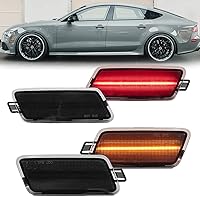 NSLUMO Led Side Marker Lights Replacement for 2012-2018 Aud A7 S7 RS7 Amber Front & Rear Red Side Repeater Lamps 120-SMD Euro Smoked OEM Fit Bumper Sidemarker Lamps Assembly