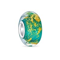 Murano Glass .925 Sterling Silver Core Red Green Purple Blue Translucent Gold Foil Metallic Spacer Charm Bead Fits European Bracelet For Women Teen