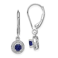 925 Sterling Silver Diamond Blue Topaz Earrings