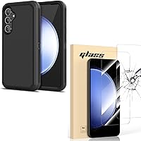 Jiunai for Galaxy S23 FE Case + 2 Pack S23 FE Screen Protector 6.4 inches [Heavy Duty] [Shockproof] [Port Protection] Full Body Protective Cell Phone Case for Samsung Galaxy S23 FE 6.4'' Black