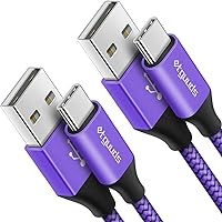 etguuds Purple USB C Cable 10ft Fast Charging, 2-Pack USB A to USB C Type Charger Cord for Samsung Galaxy S23 S22 S21 S20 S10 S10E, A10e A11 A13 A03s A53, Z Fold 4 3/Flip 4 3 5G, Note 20 10 9, Moto G