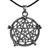 Celtic Pagan Wiccan Magic Wicca Witchcraft Jewelry Egyptian Pentagram Star Pentacle Healing Men's Pendant Necklace Silver
