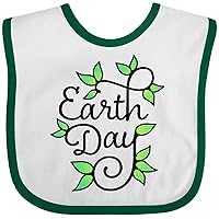 inktastic Earth Day- in Black with Green Leaves Growing Baby Bib