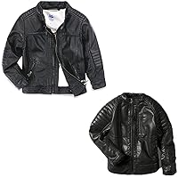 LJYH Boys Faux Leather Jackets and Boys Moto Pu Leather Coats 9/10yrs
