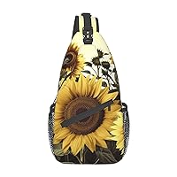 Yellow Sunflower Floral Crossbody Sling Backpack Sling Bag for Women Hiking Daypack Chest Bag Shoulder Bag