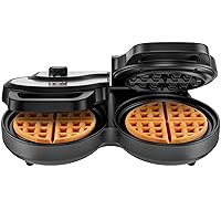 Chefman Double Waffle Maker, 2 at a Time 6-Inch Belgian Waffle Maker with Mess Free Moat and 7 Shade Settings Temp Control, Electric Non Stick Waffle Iron Griddle, Hashbrowns, Keto Chaffle Maker