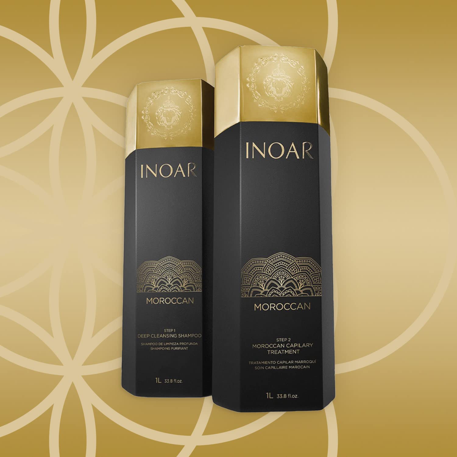 INOAR – Moroccan Smoothing Treatment Set with Keratin - Deep Cleansing Shampoo & Keratin Treatment, Curly Hair Care, Vegan Hair Product, Cruelty Free Haircare for Men and Women (33.8 oz. Each)