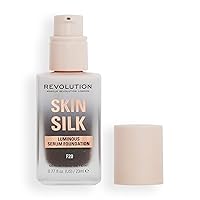 Revolution, Skin Silk Serum Foundation, Light to Medium Coverage, Lightweight & Radiant Finish, Contains Hyaluronic Acid, F20 - Deep Skin Tones, 0.77 Fl. Oz.